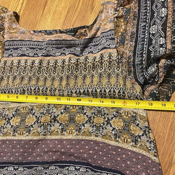 LUCKY BRAND Women's Blouse Top Boho Peasant Mixed Print Flutter Sleeve S - Picture 7 of 12